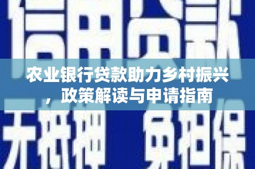 东阳农业银行贷款助力乡村振兴，政策解读与申请指南